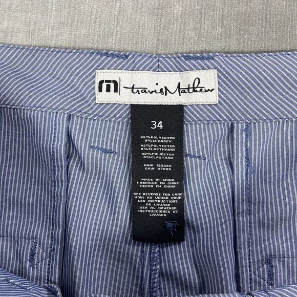 Travis‎ Mathew Mens 34 Blue Stripe Lightweight Golf Shorts - Picture 3 of 7
